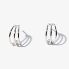 Layered Half-hoop Earring 1 Pair - Silver - One Size