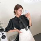 Tie-neck Puff-sleeve Chiffon Blouse
