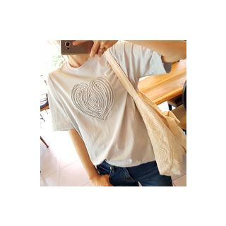 Short-sleeve Heart-appliqu  T-shirt