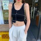 Cropped Pullover / Contrast Stitching Tank Top