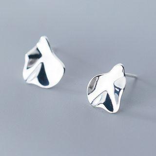 925 Sterling Silver Irregular Disc Earring Silver - One Size