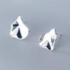 925 Sterling Silver Irregular Disc Earring Silver - One Size