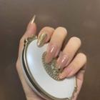 Glitter Faux Nail Tips R141 - Gold & Nude Pink - One Size