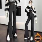 High-waist Plaid Boot-cut Fleece Pants