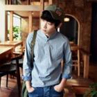 Mandarin-collar Half-placket Shirt