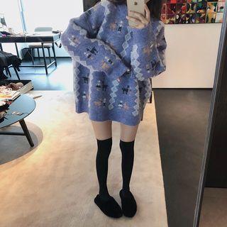 Cartoon Pattern Sweater Violet - One Size