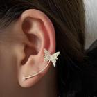 Sterling Silver Asymmetrical Butterfly Stud Earring / Clip-on Earring