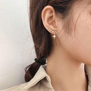 Star Rhinestone Alloy Dangle Earring 1 Pair - Rhinestone - Silver & Gold - One Size
