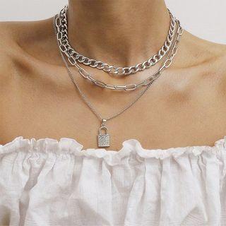 Lock Rhinestone Pendant / Necklace / Set (various Designs)