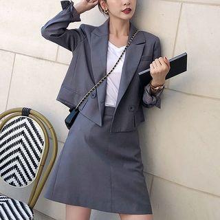 Double-breasted Blazer / Mini A-line Skirt