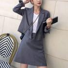 Double-breasted Blazer / Mini A-line Skirt