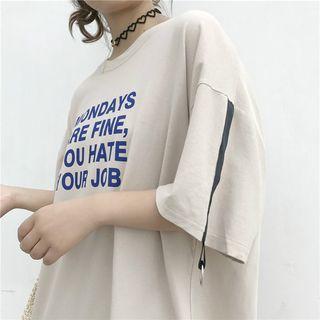 Lettering Loose-fit Long Top