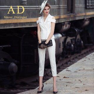 Cutout-shoulder Top / Capri Pants
