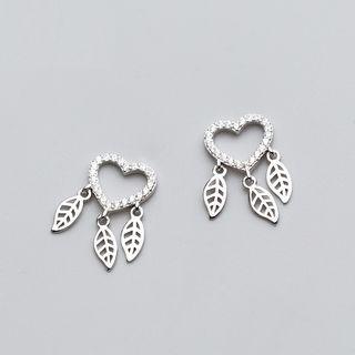 S925 Sterling Silver Heart Earrings As Shown In Figure - One Size
