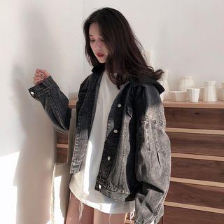 Cut-out Hooded Denim Jacket