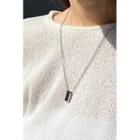 Block-pendant Ball-chain Necklace Silver - One Size
