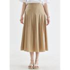 Smocked-waist Pleated Long Skirt