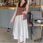 Sleeveless Contrast V-neck Loose Fit Dress