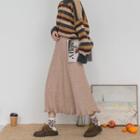 Ruffle-hem Ribbed Knit Skirt