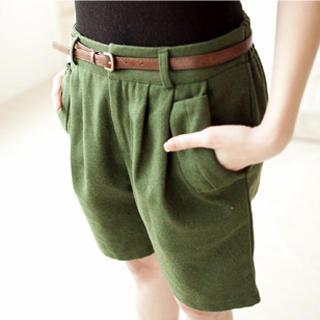 Pleated Shorts With Belt