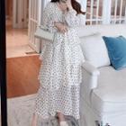 Long-sleeve Maxi Dotted Layered Dress