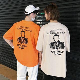 Couple Matching Human Print Short-sleeve T-shirt