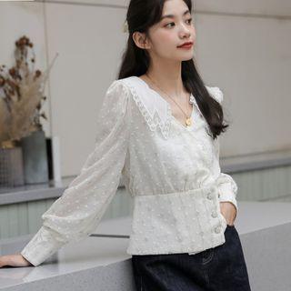 Dotted Lace Collar Blouse