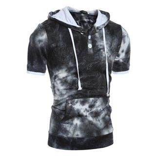 Short-sleeve Dyed Hooded Top
