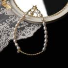 Freshwater Pearl Bracelet S925 Silver - White Faux Pearl - Gold - One Size