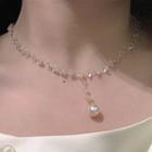 Faux Crystal Faux Pearl Choker 1 Pc - Gold - One Size