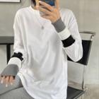 Long-sleeve Knit Panel T-shirt