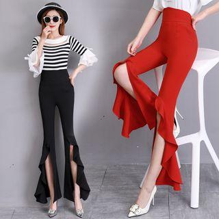 Ruffle Bell Bottom Pants