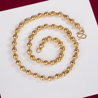 Alloy Bead Necklace Gold - One Size