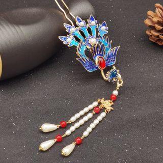 Retro Faux Pearl Phoenix Hair Pin 1 Pc - M145 - One Size