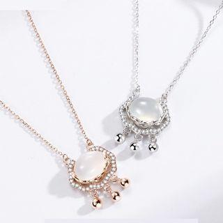 Lock Faux Gemstone Pendant Sterling Silver Necklace