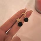 Moon & Star Asymmetrical Alloy Dangle Earring 1 Pair - Gold - One Size