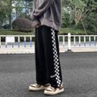 Checker Panel Straight Leg Sweatpants