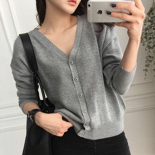 V-neck Ribbed-trim Cardigan