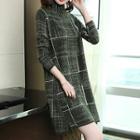 Pattern Long-sleeve Mock-neck Dress