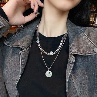 Smiley Pendant Alloy Necklace Smiley Face - One Size