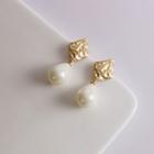 Geometric Faux Pearl Drop Earring 1 Pair - Gold - One Size