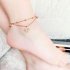 Coin Alloy Layered Anklet Gold - One Size