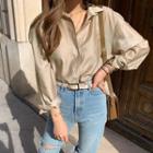 Loose-fit Satin Shirt Beige - One Size