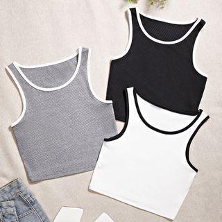 Set Of 3: Contrast Trim Tank Top