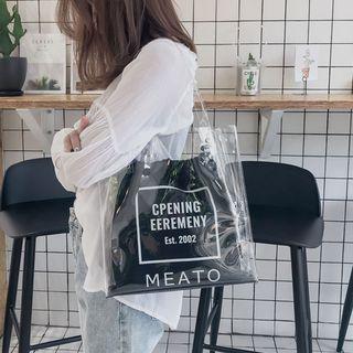 Lettering Clear Shopping Bag With Pouch
