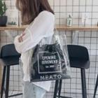 Lettering Clear Shopping Bag With Pouch