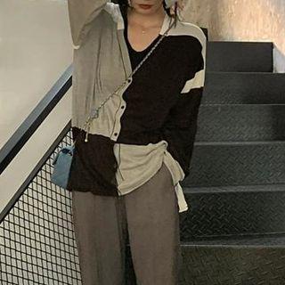 Two-tone Cardigan / Wide Leg Pants