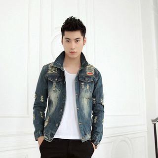 Ripped Denim Jacket 02 - Blue - M