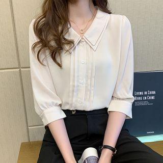 V-neck Layered Collar Blouse