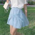 Elastic Waist Gingham A-line Mini Skirt